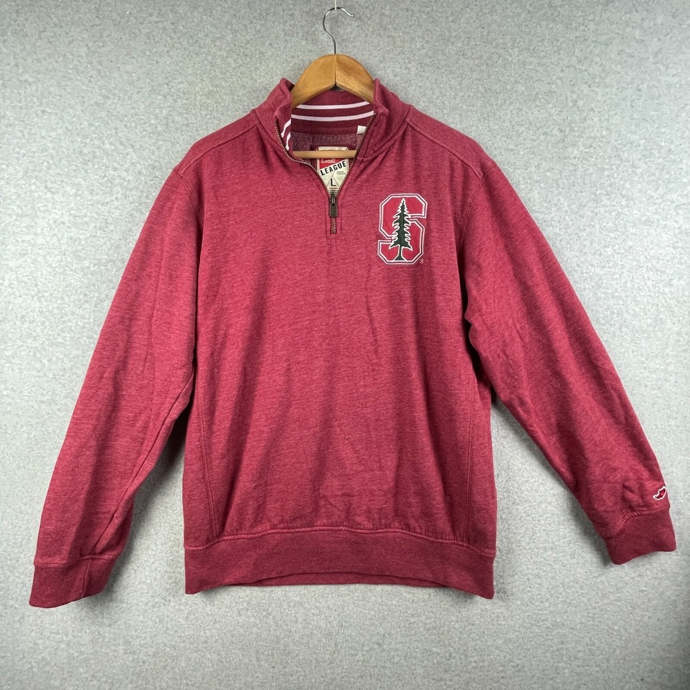 Stanford Cardinal Sweatshirt Mens Large Quarter Zip Triblend Sweats League NCAA